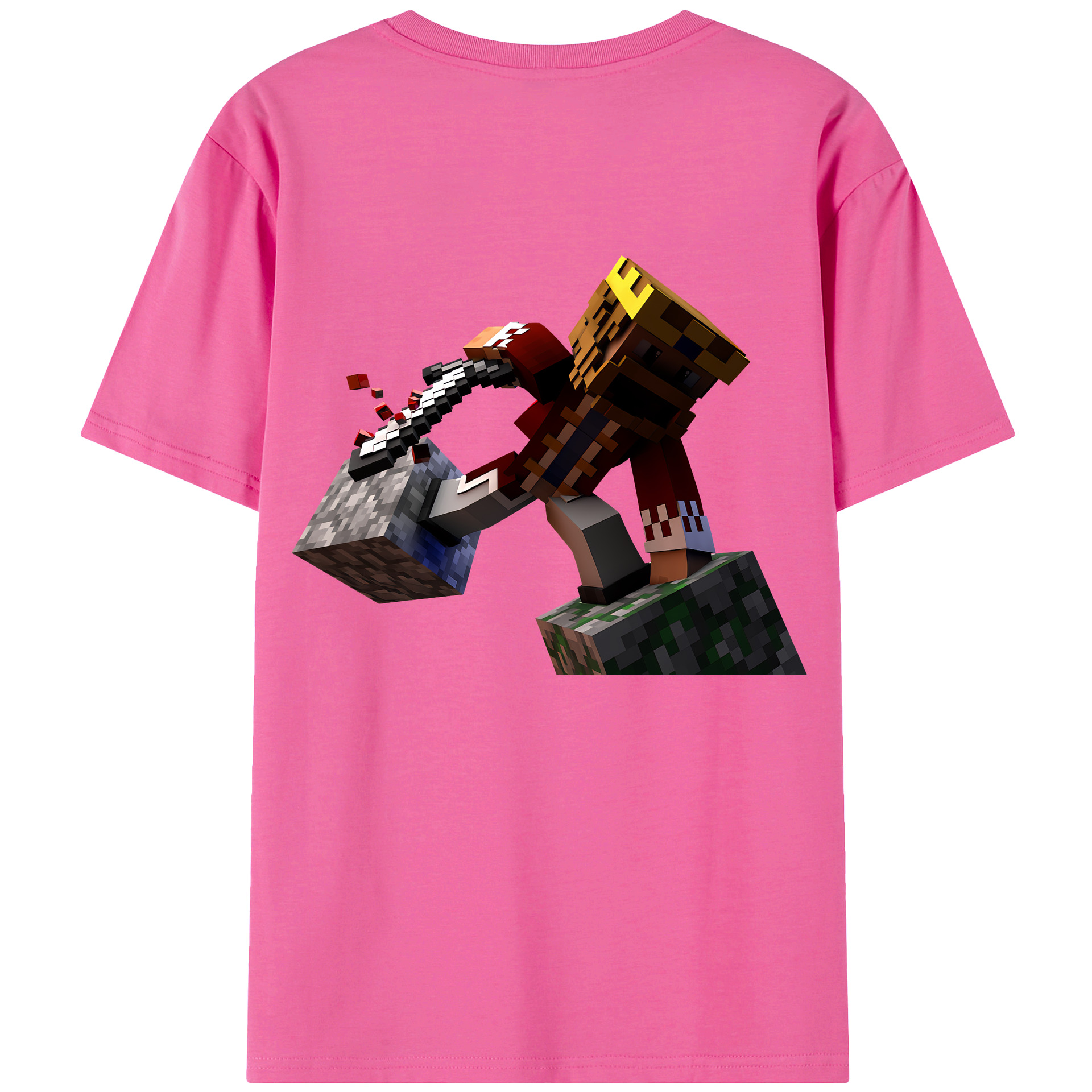 （画像用） マインクラフト ブロックの世界 Minecraft MC Block world レディース半袖Tシャツ(バックプリント)